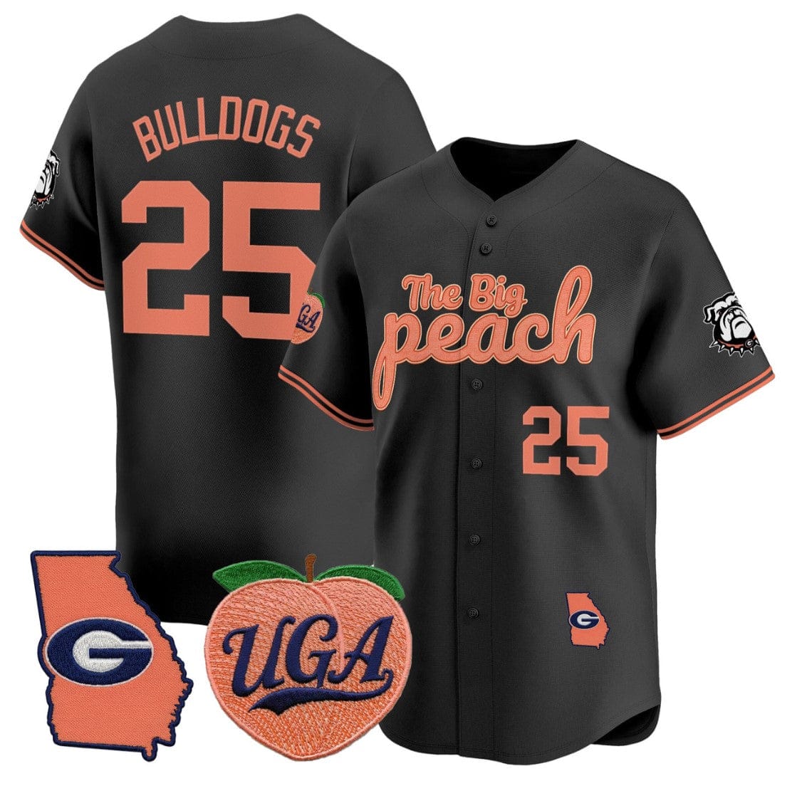 Bulldogs Jersey #25 Georgia Bulldogs The Big Peach Baseball Stitched