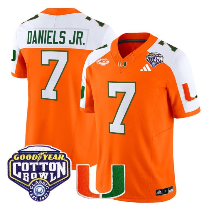 CJ Daniels Jersey #7 Miami Hurricanes 2025 Cotton Bowl Patch Stitched - Image 3