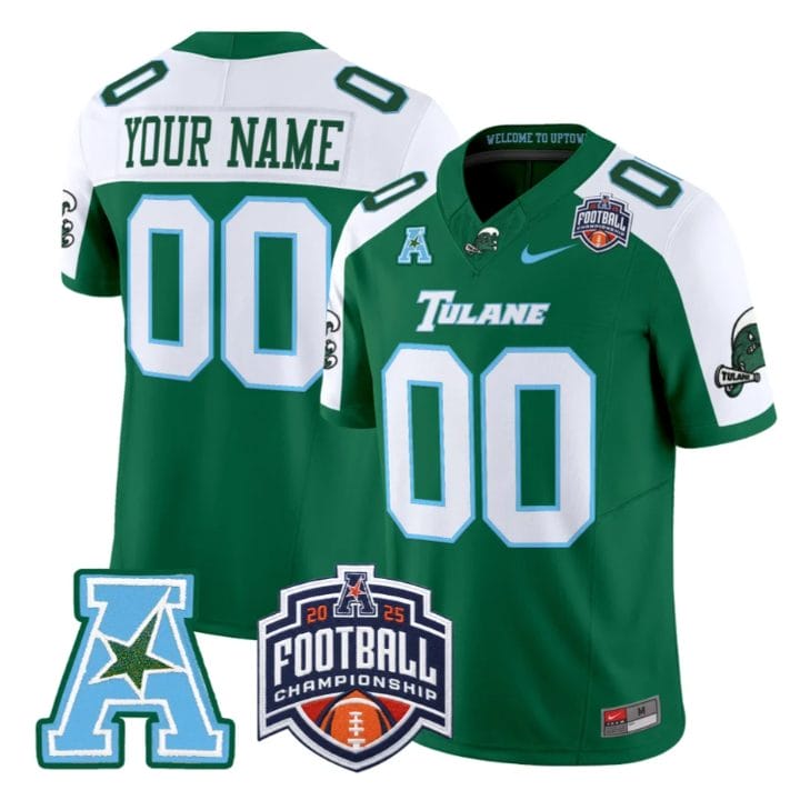 Custom Tulane Green Wave Jersey 2025 AAC Championship Vapor Stitched - Image 3
