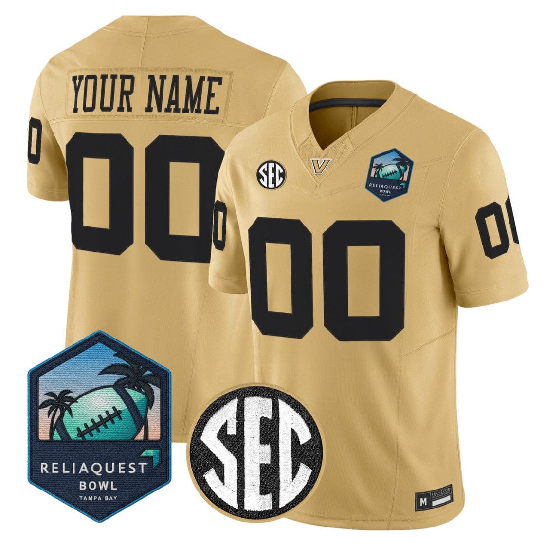 Custom Vanderbilt Commodores Jersey 2025 ReliaQuest Bowl Vapor Stitched - Image 3
