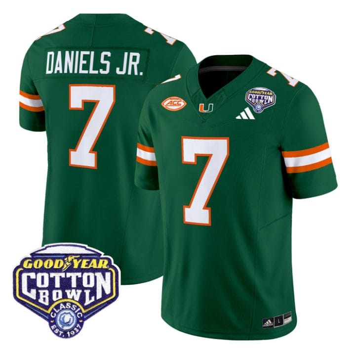 Alternative view of CJ Daniels Jersey #7 Miami Hurricanes 2025 Cotton Bowl Patch Stitched