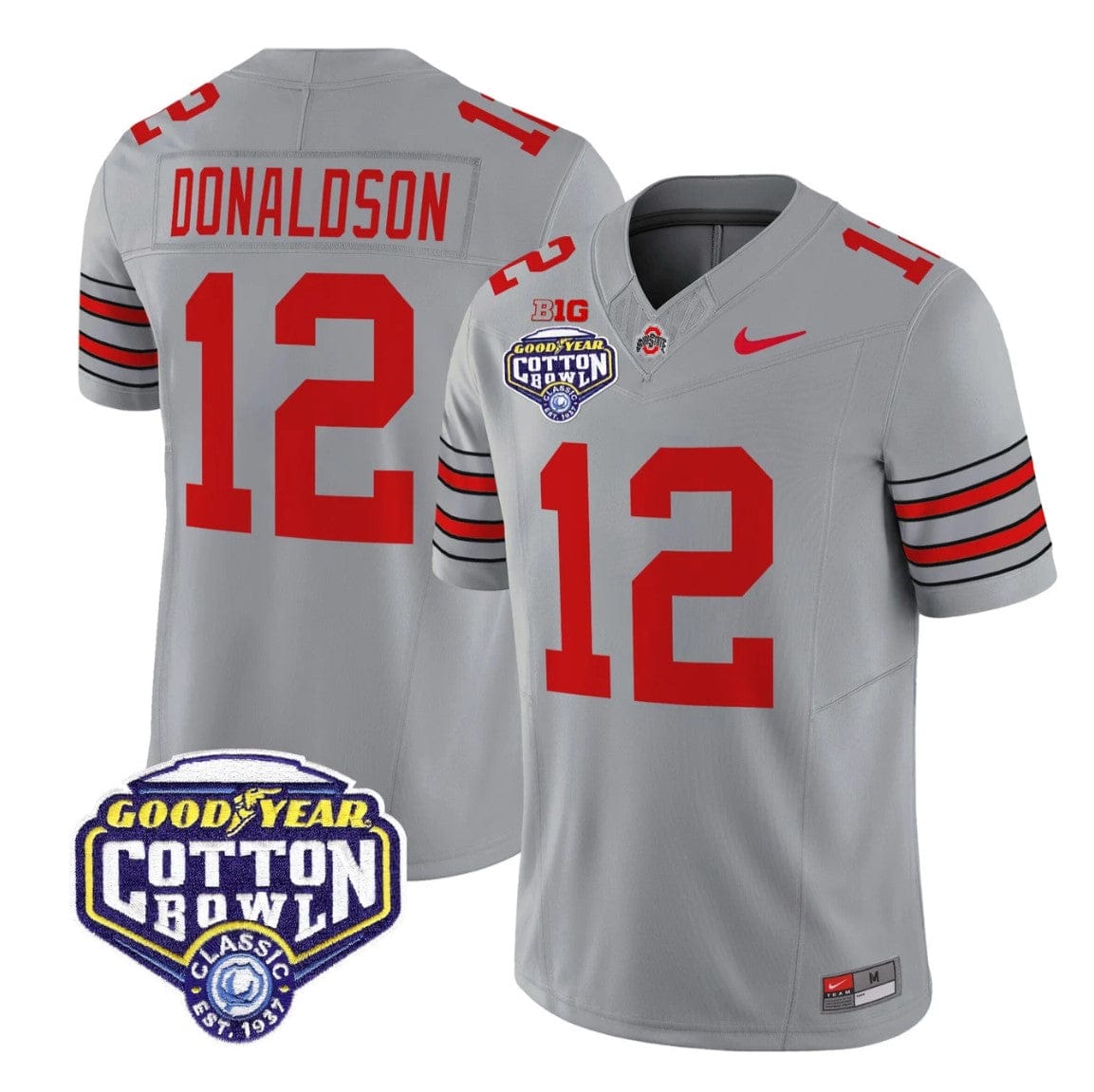 Alternative view of CJ Donaldson Jersey #12 Ohio State Heritage Stripe 2025 Cotton Bowl Stitched