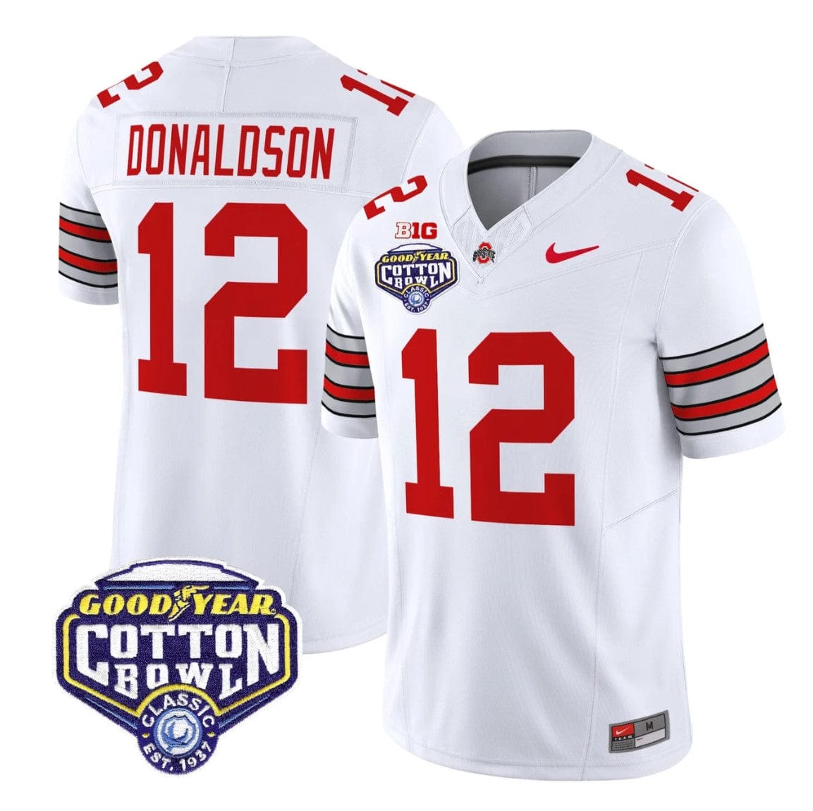 CJ Donaldson Jersey #12 Ohio State Heritage Stripe 2025 Cotton Bowl Stitched - Image 4