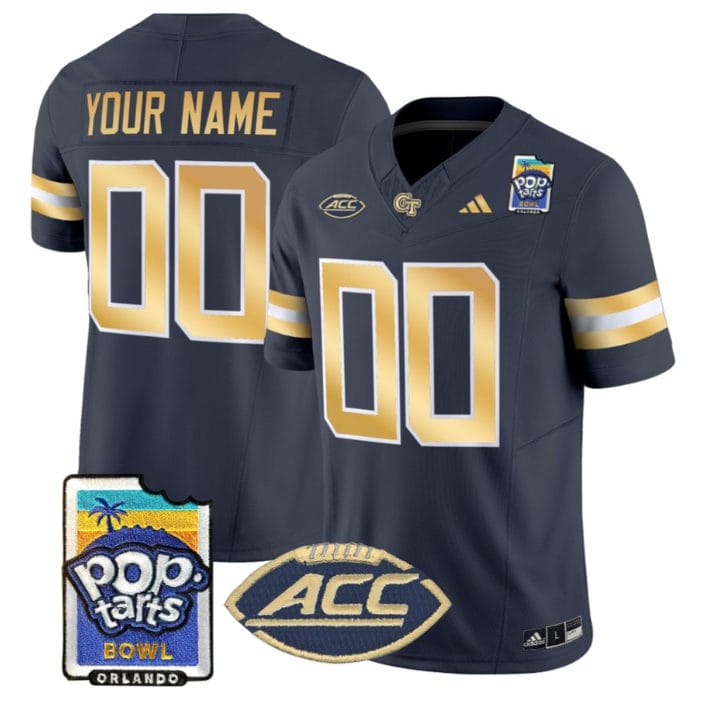 Custom Georgia Tech Yellow Jackets Jersey Pop-Tarts Bowl Patch Stitched - Image 4