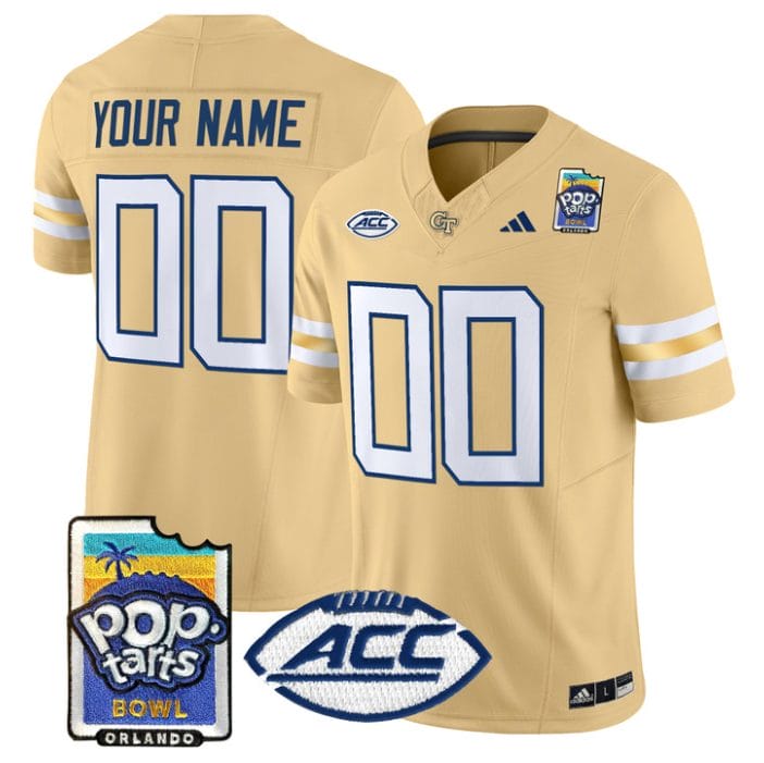 Custom Georgia Tech Yellow Jackets Jersey Pop-Tarts Bowl Patch Stitched - Image 2