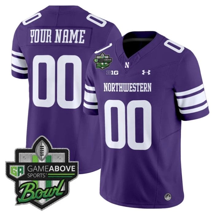 Custom Northwestern Wildcats Jersey 2025 GameAbove Sports Bowl Stitched - Image 2