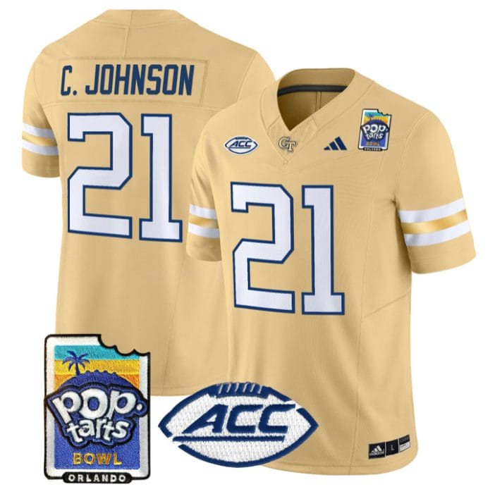 Alternative view of Calvin Johnson Jersey #21 Georgia Tech Jackets Pop-Tarts Bowl Stitched