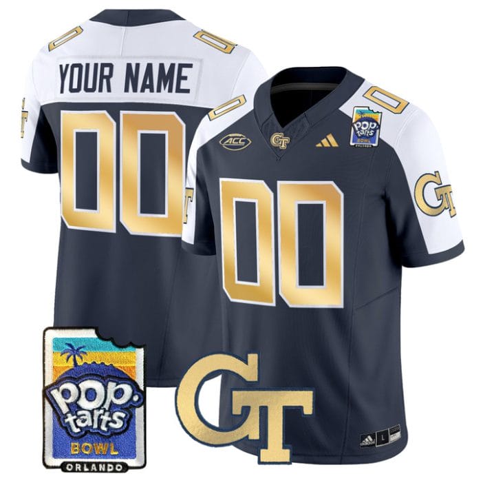 Custom Georgia Tech Yellow Jackets Jersey Pop-Tarts Bowl Patch Stitched - Image 3