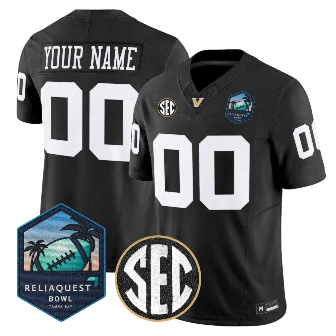 Custom Vanderbilt Commodores Jersey 2025 ReliaQuest Bowl Vapor Stitched - Image 2