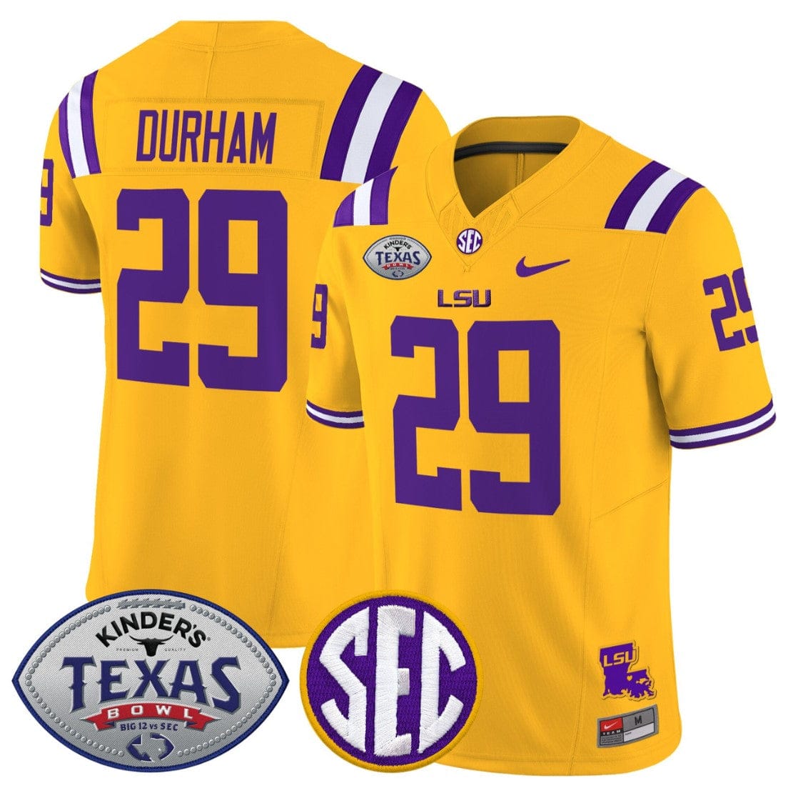 Alternative view of Caden Durham Jersey #29 LSU Tigers 2025 Texas Bowl Vapor Stitched