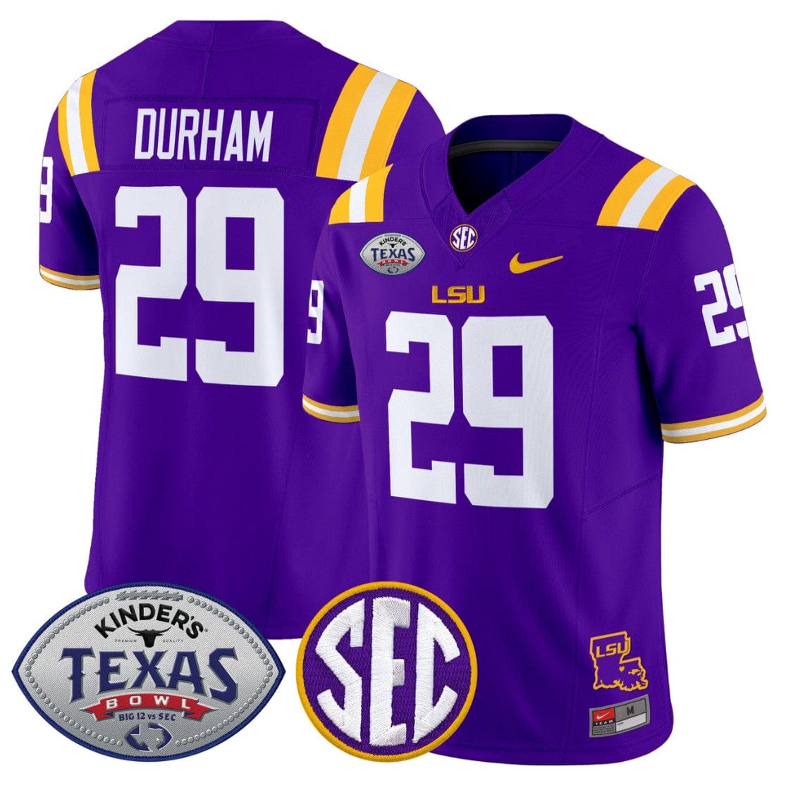 Caden Durham Jersey #29 LSU Tigers 2025 Texas Bowl Vapor Stitched - Image 4