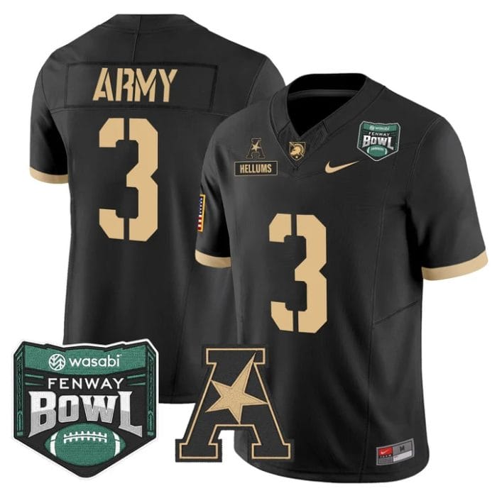 Alternative view of Cale Hellums Jersey #3 Army Black Knights 2025 Fenway Bowl Stitched