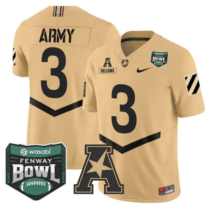 Cale Hellums Jersey #3 Army Black Knights 2025 Fenway Bowl Stitched - Image 4