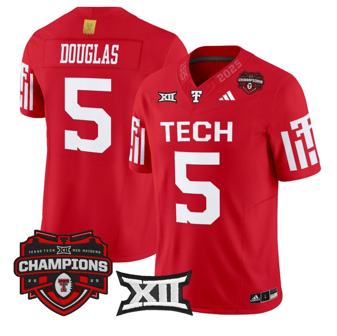 Alternative view of Caleb Douglas Jersey #5 Texas Tech 2025 Big 12 Champions Limited Stitched