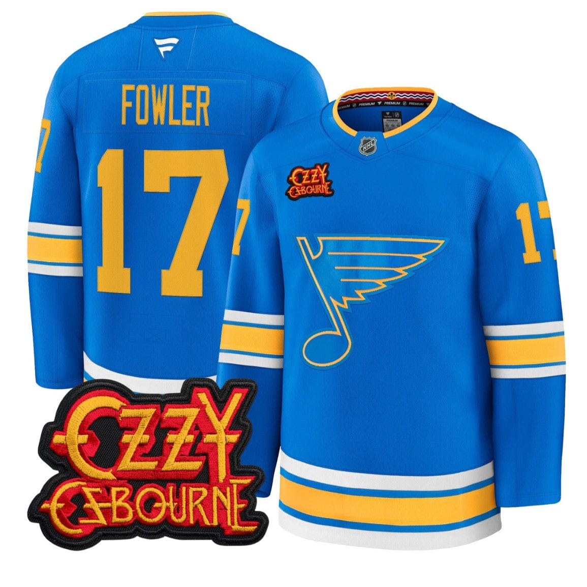 Alternative view of Cam Fowler Jersey #17 St. Louis Blues Ozzy Osbourne Patch Stitched