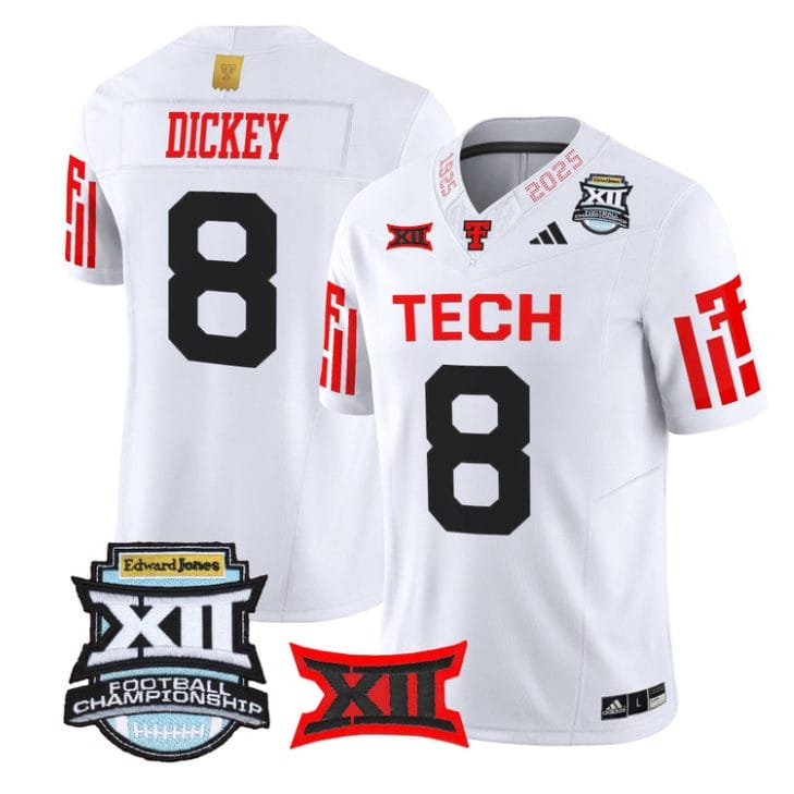 Cameron Dickey Jersey #8 Texas Tech Red Raiders 2025 Big 12 Championship - Image 3