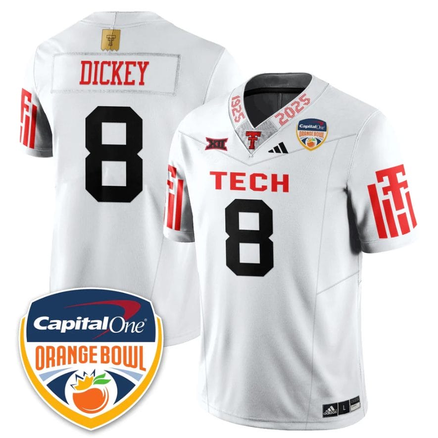 Cameron Dickey Jersey #8 Texas Tech Red Raiders Orange Bowl Stitched - Image 3