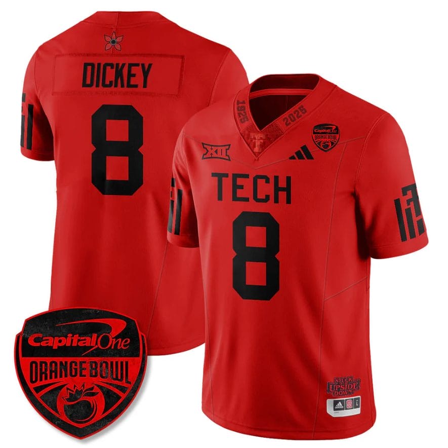 Cameron Dickey Jersey #8 Texas Tech Red Raiders Stranger Things Orange Bowl Stitched - Image 3