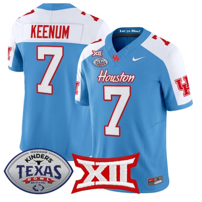 Alternative view of Case Keenum Jersey #7 Houston Cougars 2025 Texas Bowl Patch Stitched