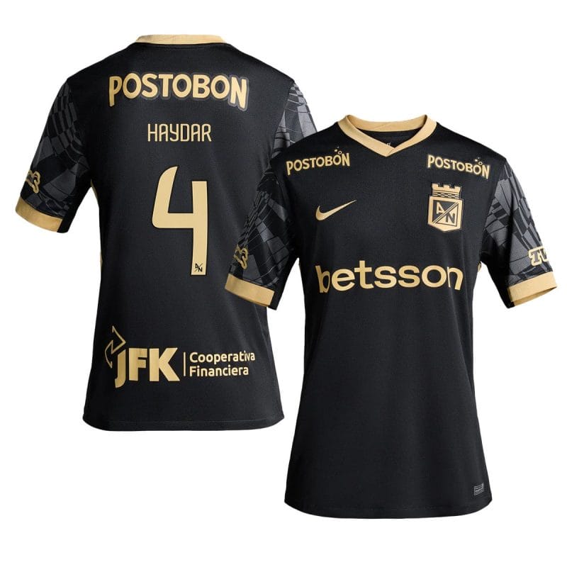 César Haydar 4 Atlético Nacional 2025-26 Away Men Jersey – Black