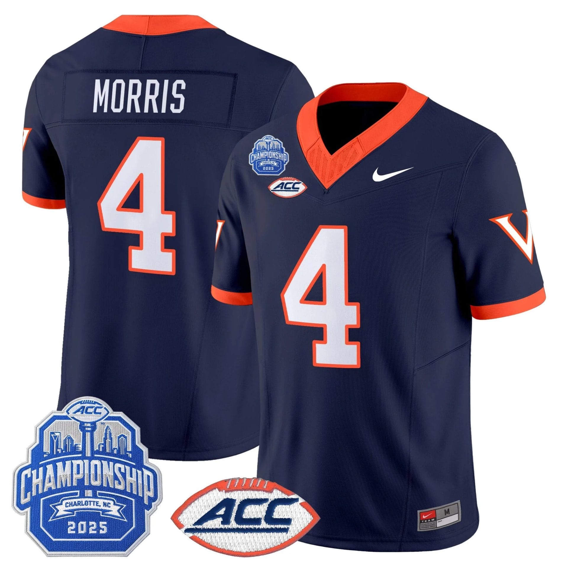 Chandler Morris Jersey #4 Virginia 1995 Throwbacks 2025 ACC Championship - Image 4