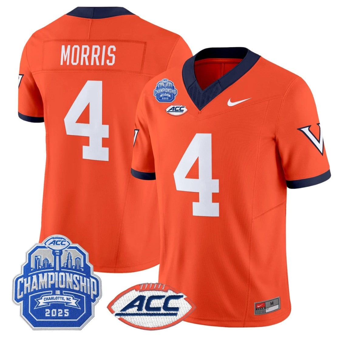 Chandler Morris Jersey #4 Virginia 1995 Throwbacks 2025 ACC Championship - Image 3