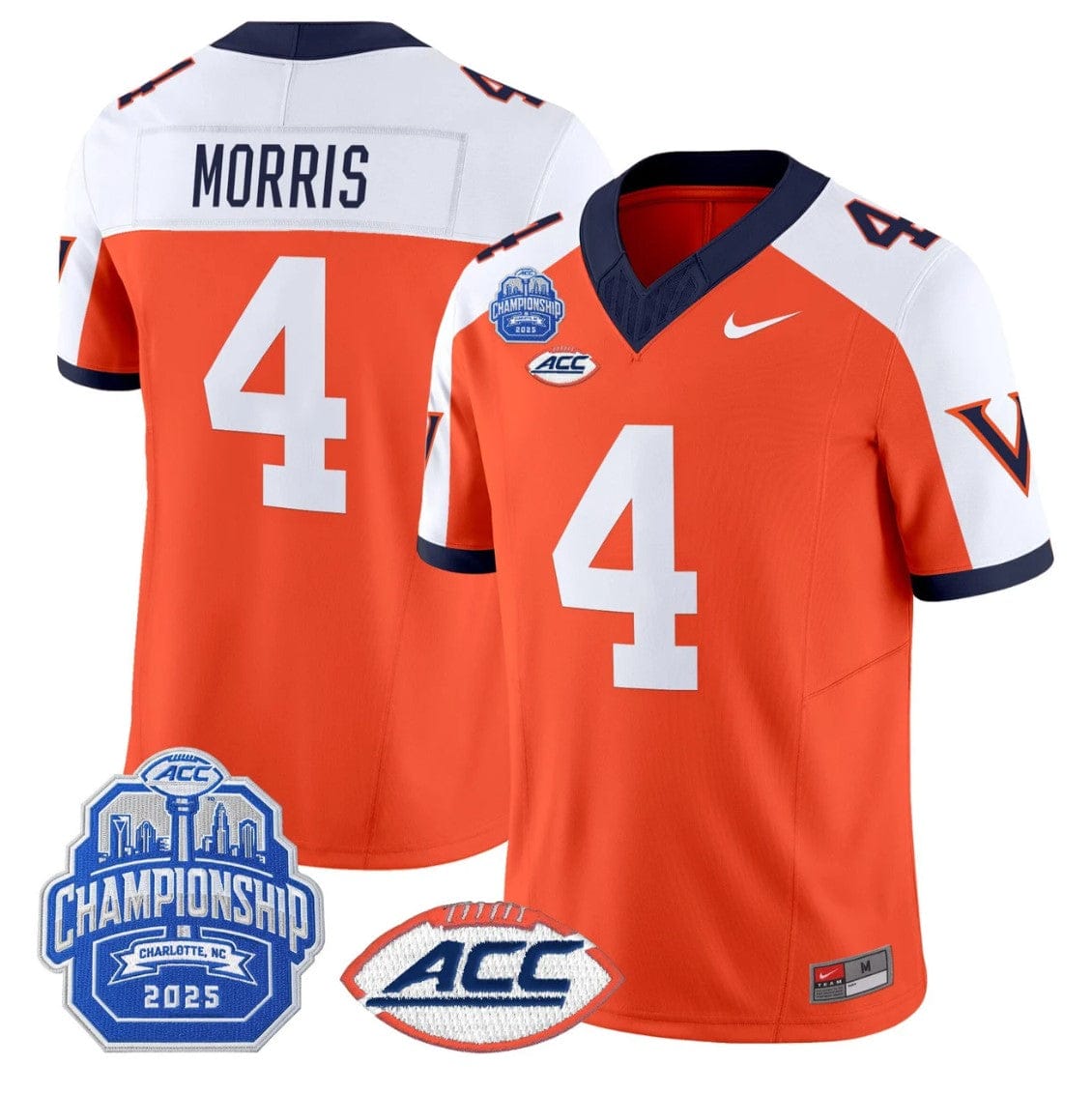 Chandler Morris Jersey #4 Virginia 1995 Throwbacks 2025 ACC Championship