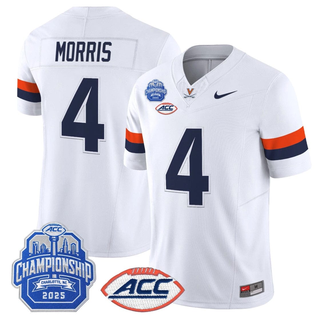 Alternative view of Chandler Morris Jersey #4 Virginia Cavaliers 2025 ACC Championship Stitched