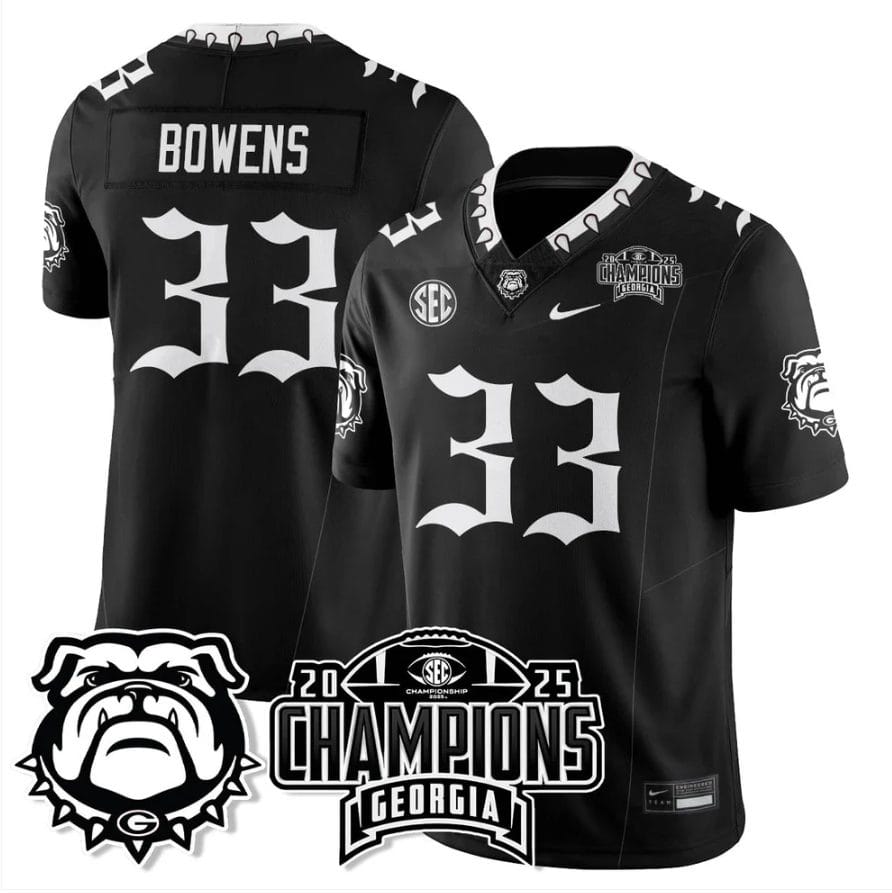 Alternative view of Chauncey Bowens Jersey #33 Georgia Bulldogs Gothic SEC Football Champions
