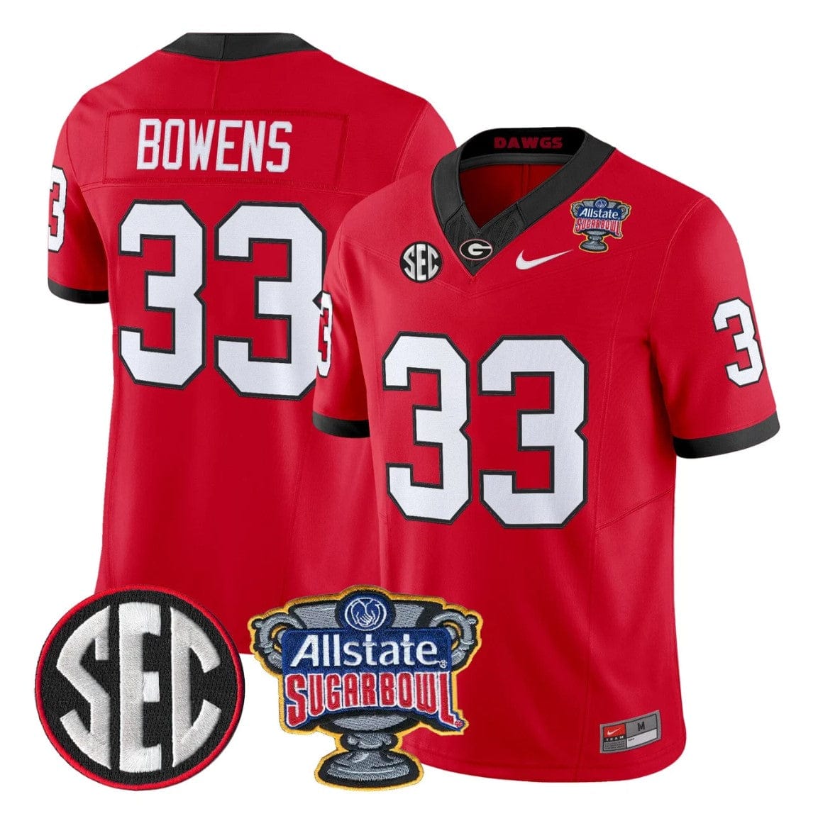 Chauncey Bowens Jersey #33 Georgia Bulldogs Sugar Bowl Patch Stitched - Image 4
