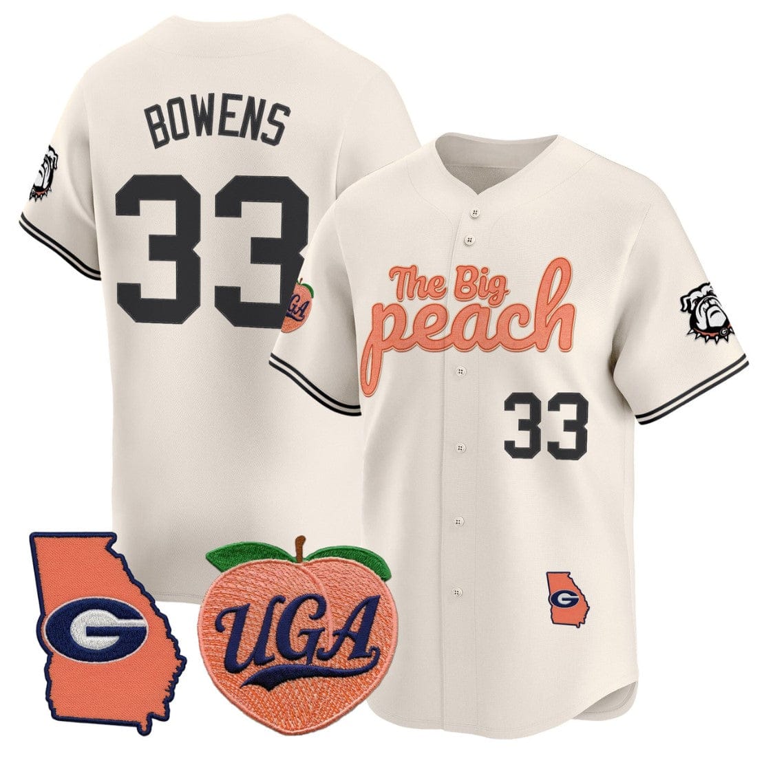 Alternative view of Chauncey Bowens Jersey #33 Georgia Bulldogs The Big Peach Baseball Stitched