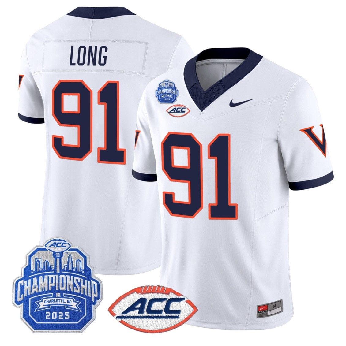 Alternative view of Chris Long Jersey #91 Virginia 1995 Throwbacks 2025 ACC Championship