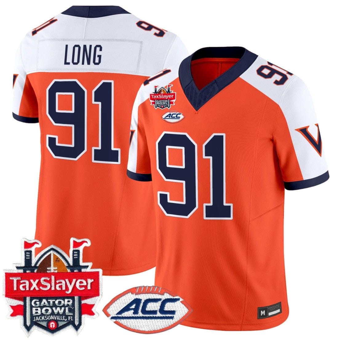 Alternative view of Chris Long Jersey #91 Virginia Cavaliers 1995 Throwbacks Gator Bowl Stitched