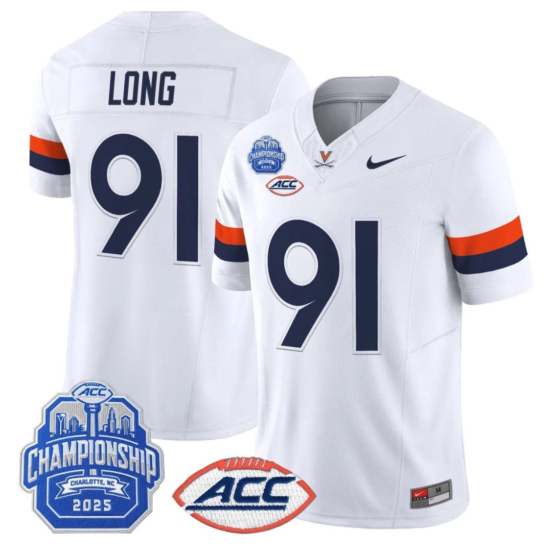 Alternative view of Chris Long Jersey #91 Virginia Cavaliers 2025 ACC Championship Stitched