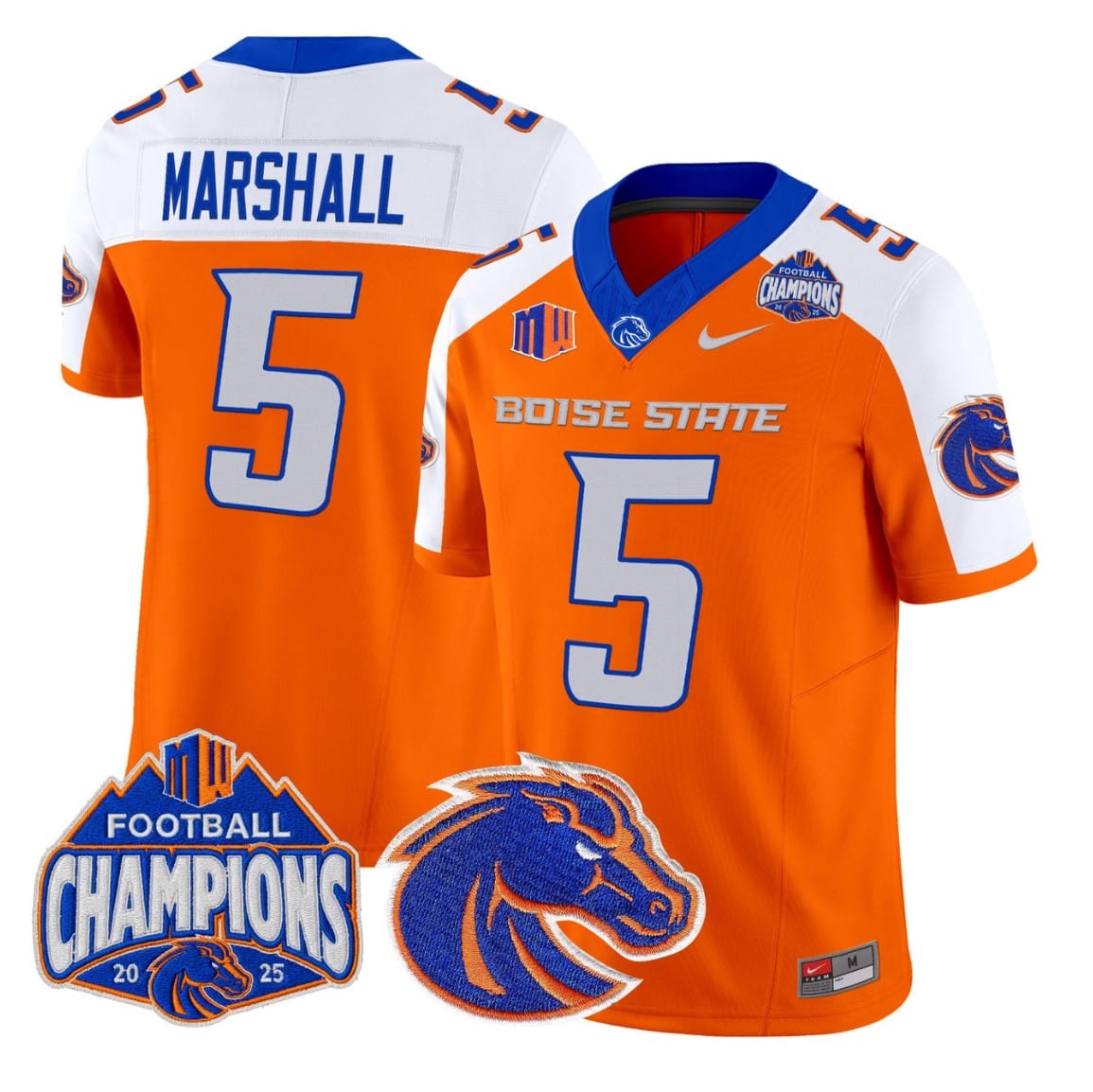 Alternative view of Chris Marshall Jersey #5 Boise State Broncos 2025 Mountain West Champions