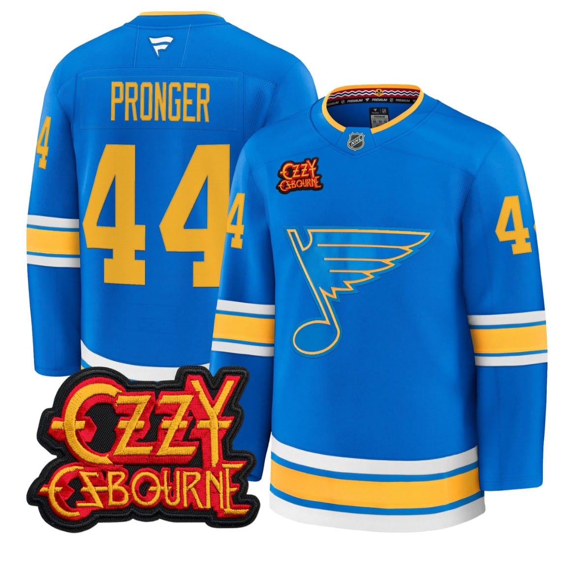 Alternative view of Chris Pronger Jersey #44 St. Louis Blues Ozzy Osbourne Patch Stitched