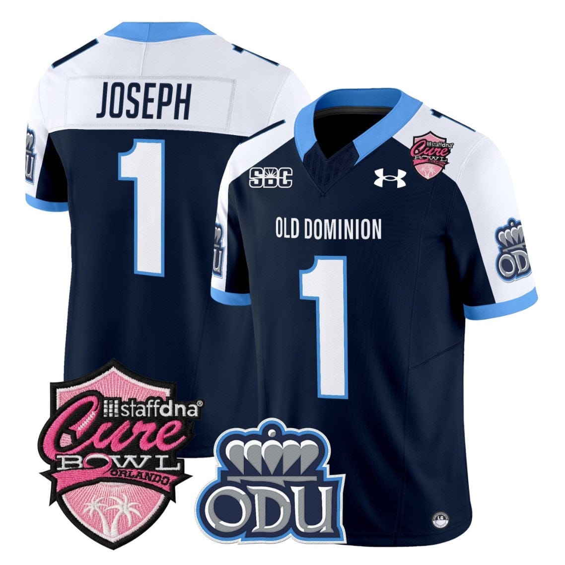 Alternative view of Colton Joseph Jersey #1 Old Dominion Monarchs 2025 Cure Bowl Stitched