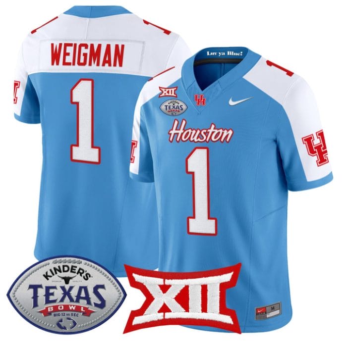 Alternative view of Conner Weigman Jersey #1 Houston Cougars 2025 Texas Bowl Stitched