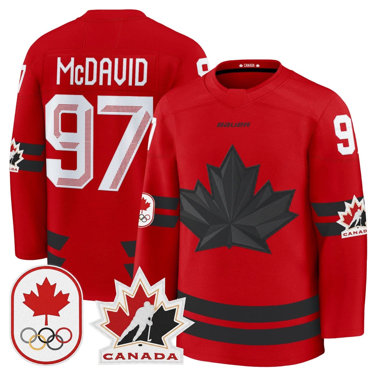 Alternative view of Connor McDavid Jersey #97 Canada Olympic Premium Hockey Stitched