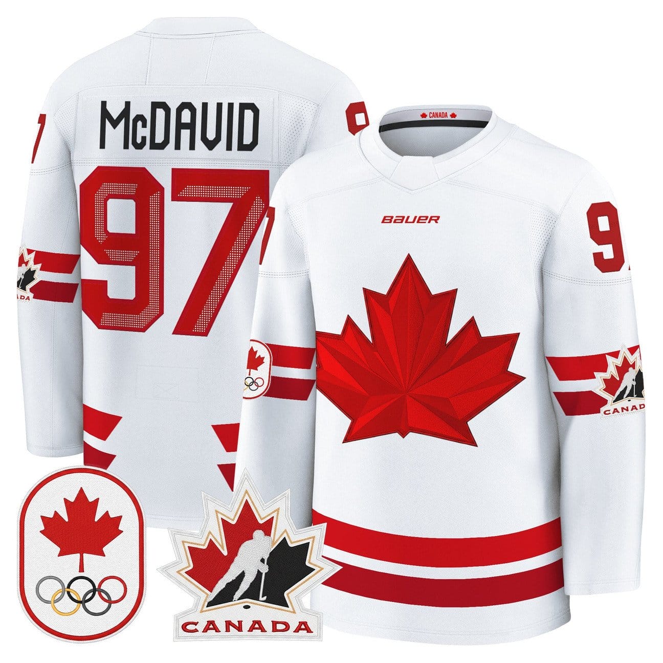 Connor McDavid Jersey #97 Canada Olympic Premium Hockey Stitched - Image 3