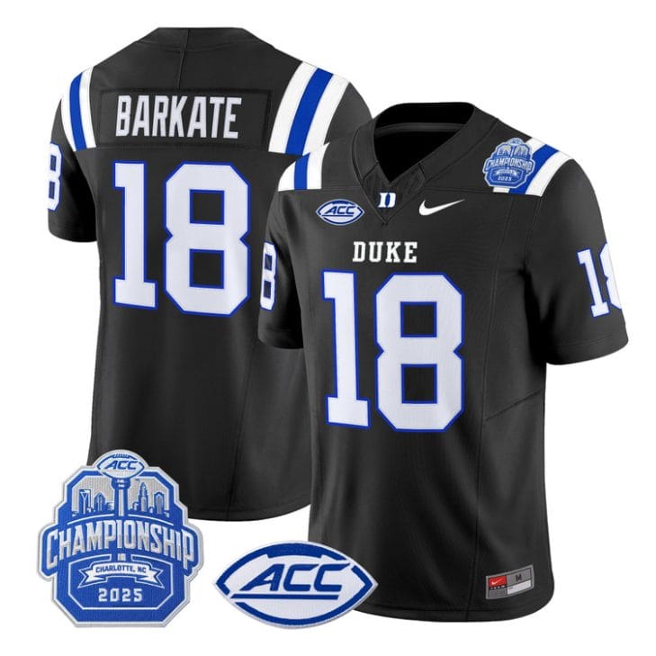 Alternative view of Cooper Barkate Jersey #18 Duke Blue Devils 2025 ACC Championship Stitched