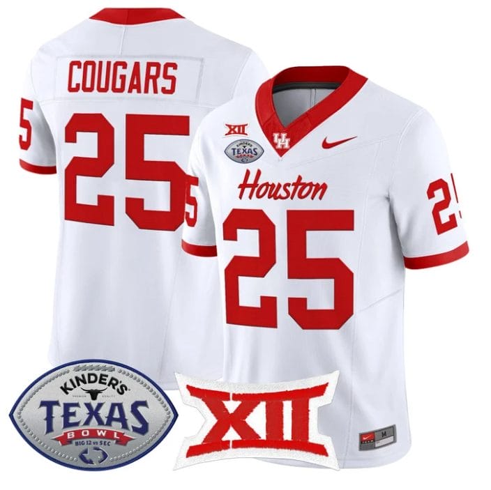 Cougars Jersey #25 Houston Cougars 2025 Texas Bowl Patch Stitched - Image 5