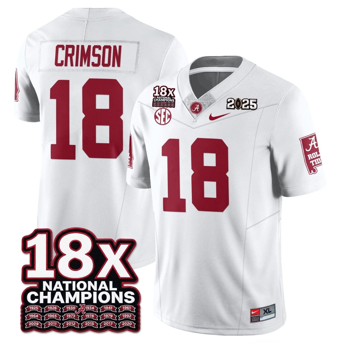 Crimson Jersey #18 Alabama Crimson 18x-Time National Champions Stitched - Image 5