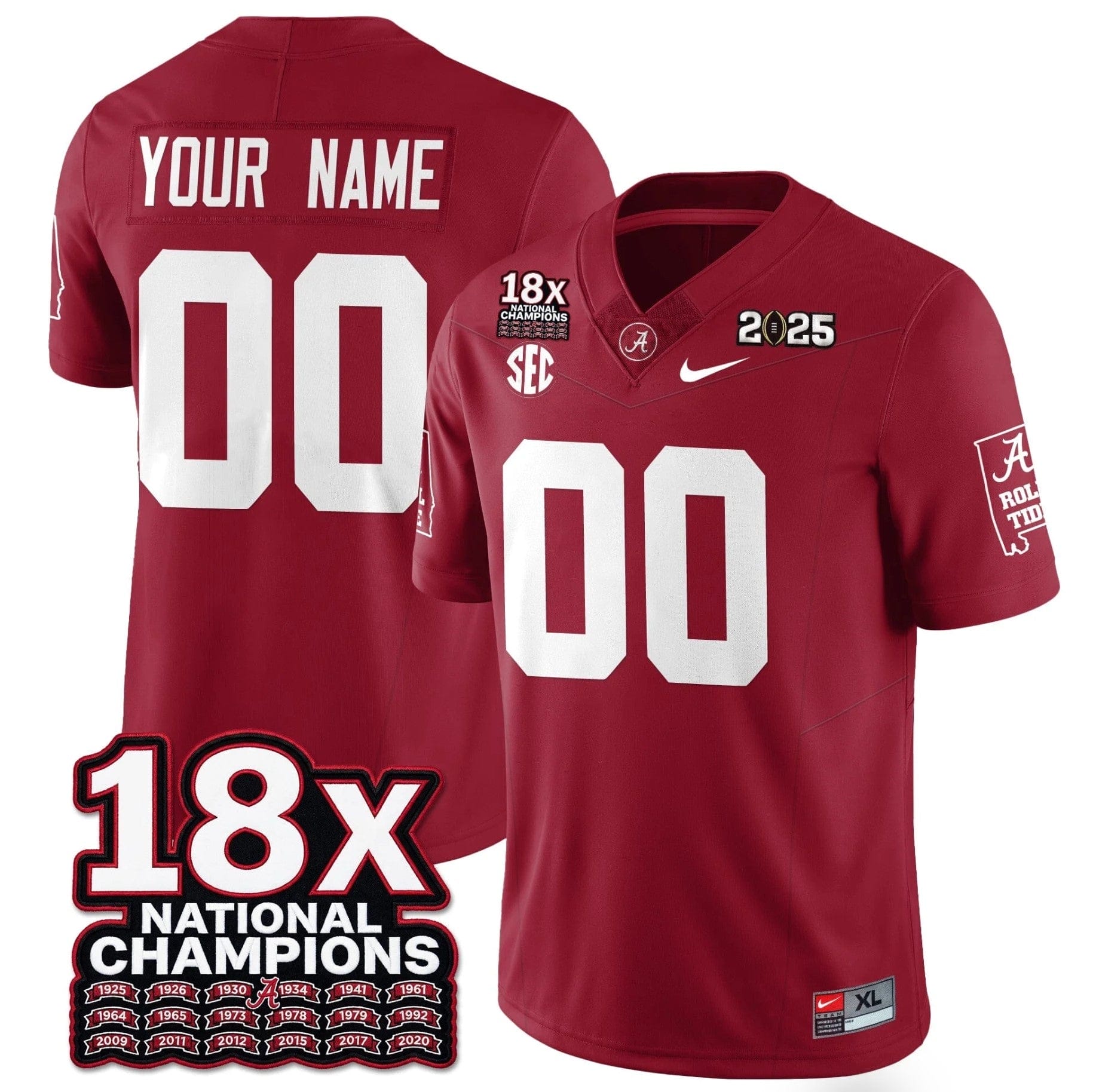 Custom Alabama Crimson Jersey 18x-Time National Champions Football Stitched - Image 4