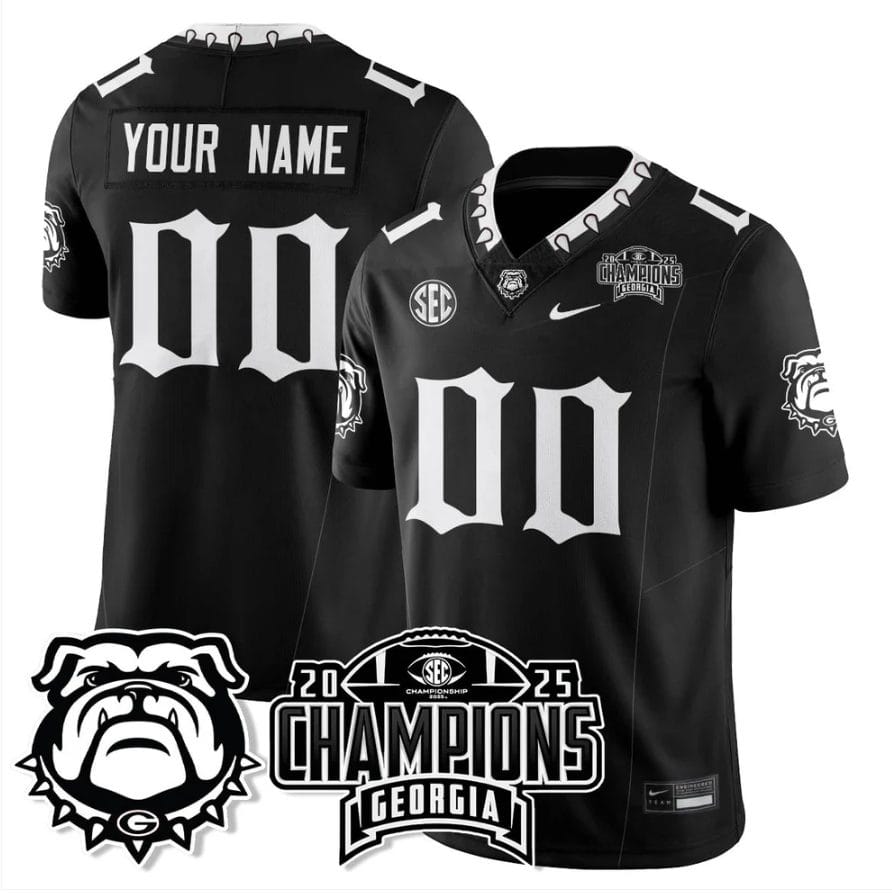 Custom Georgia Bulldogs Jersey Gothic SEC Football Champions Stitched - Image 2