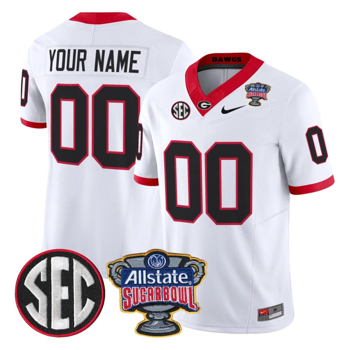 Custom Georgia Bulldogs Jersey Name, Number Sugar Bowl Patch Stitched - Image 2