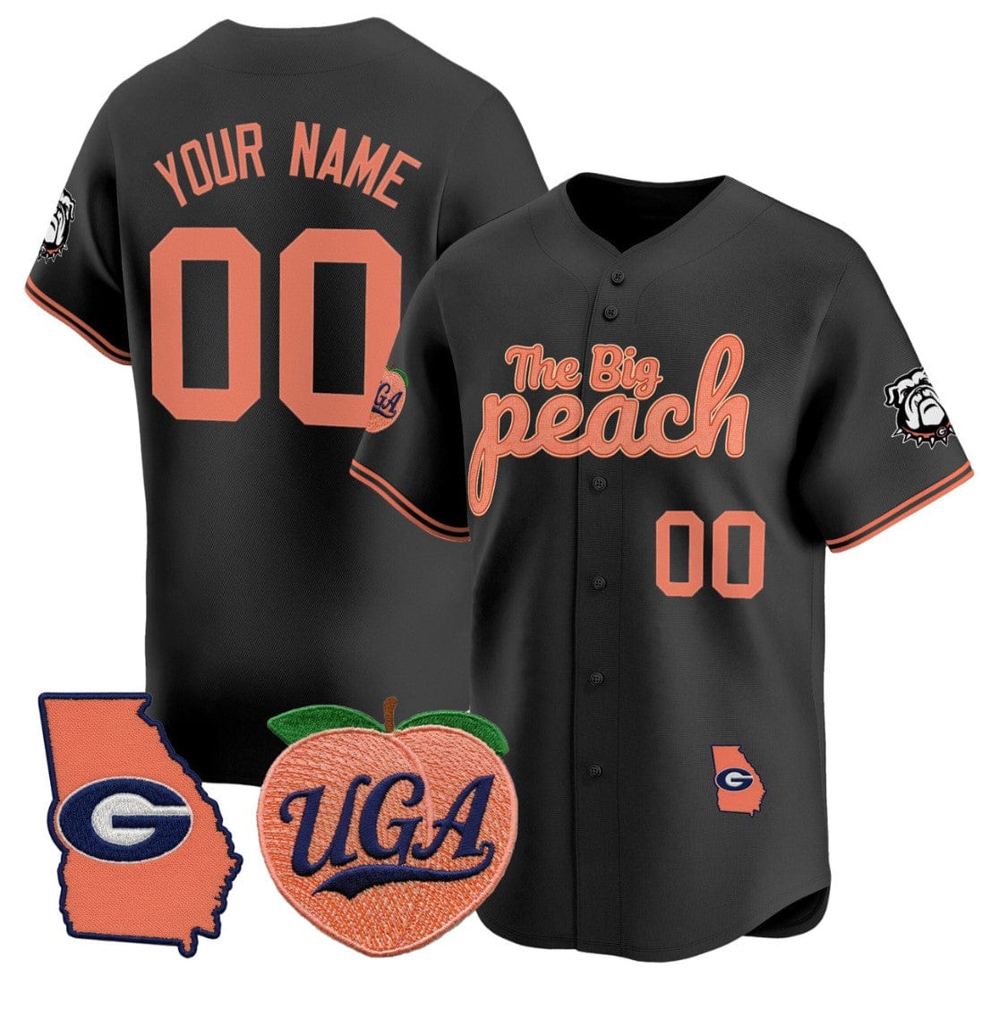 Custom Georgia Bulldogs Jersey Name, Number The Big Peach Baseball Stitched