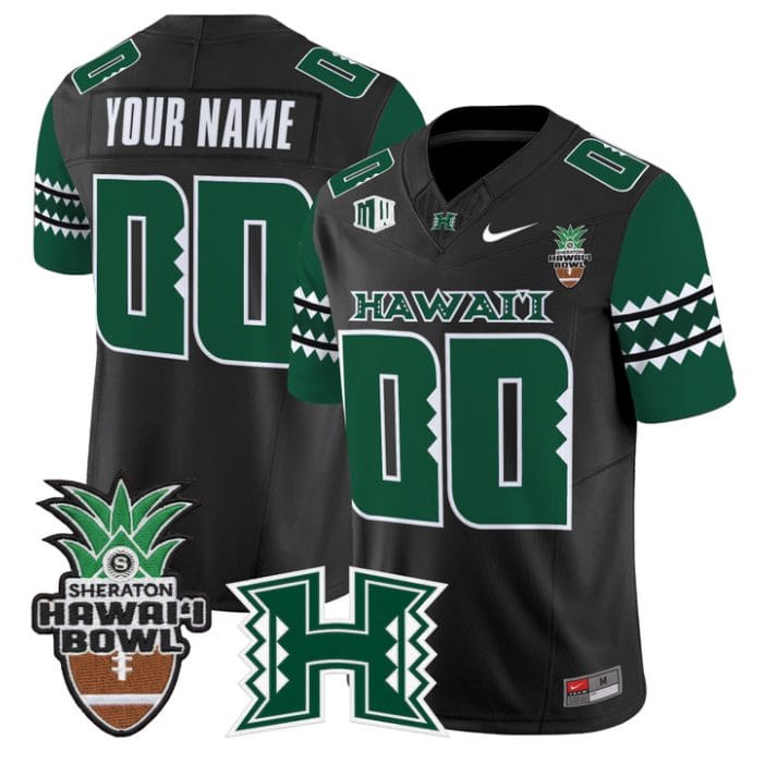 Custom Hawai'i Rainbow Warriors Jersey 2025 Hawai'i Bowl Stitched - Image 2