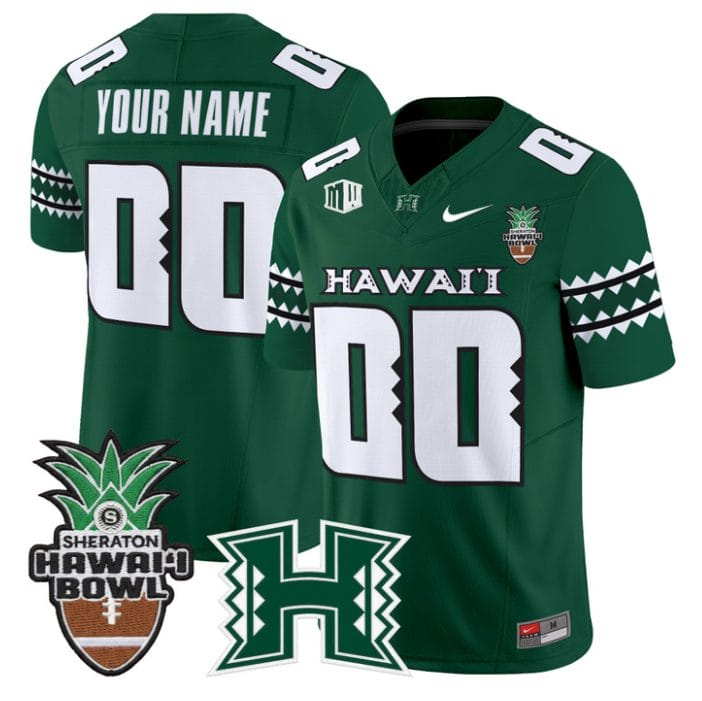 Custom Hawai'i Rainbow Warriors Jersey 2025 Hawai'i Bowl Stitched - Image 3