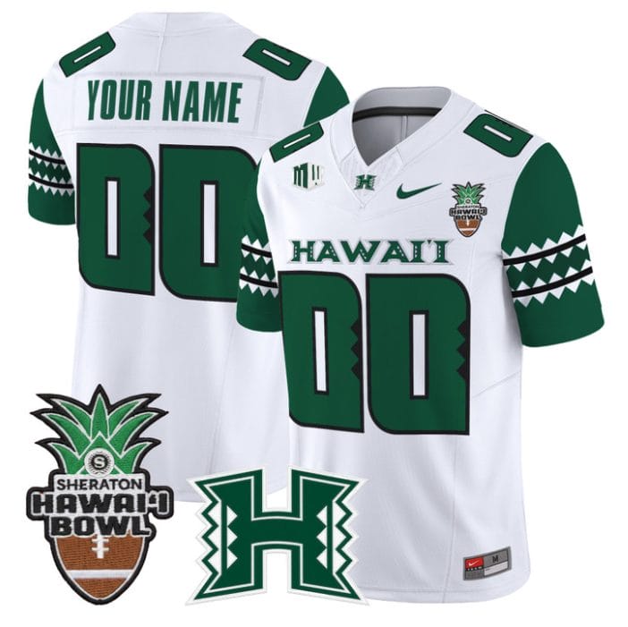 Custom Hawai'i Rainbow Warriors Jersey 2025 Hawai'i Bowl Stitched - Image 4